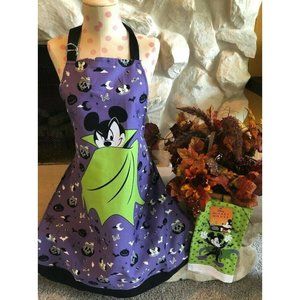 Disney Halloween Mickey Mouse as Dracula Adult Apron Dish Towel Set